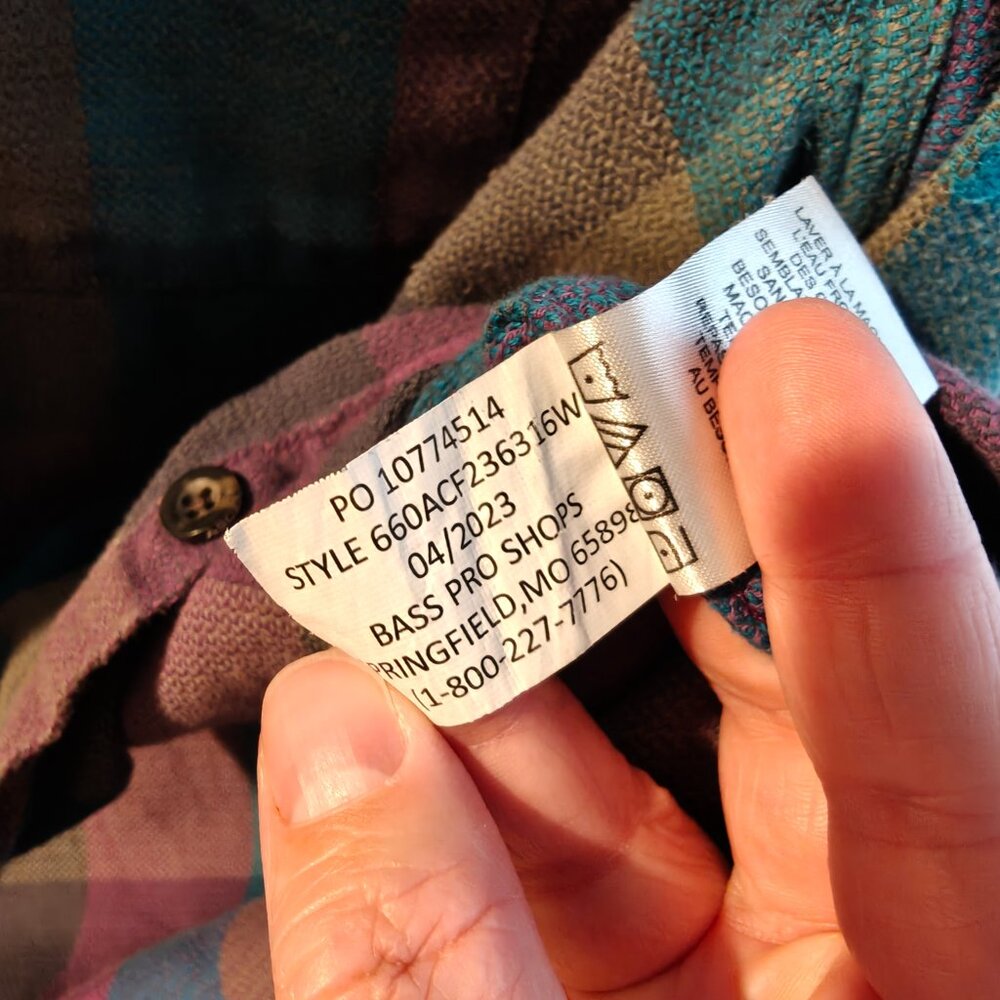 Ascend Flannel Finn Organic Cotton Long-Sleeve Button Down Shirt - L - Pink Blue - Picture 6 of 6